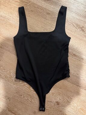 Black Square Neck One-Piece Bodysuit